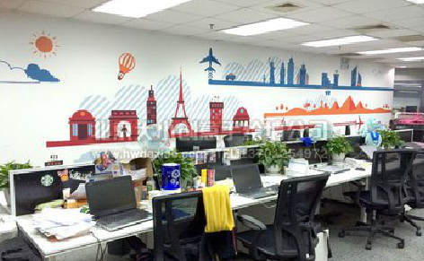 松阳教你设计办公室墙绘的方法。